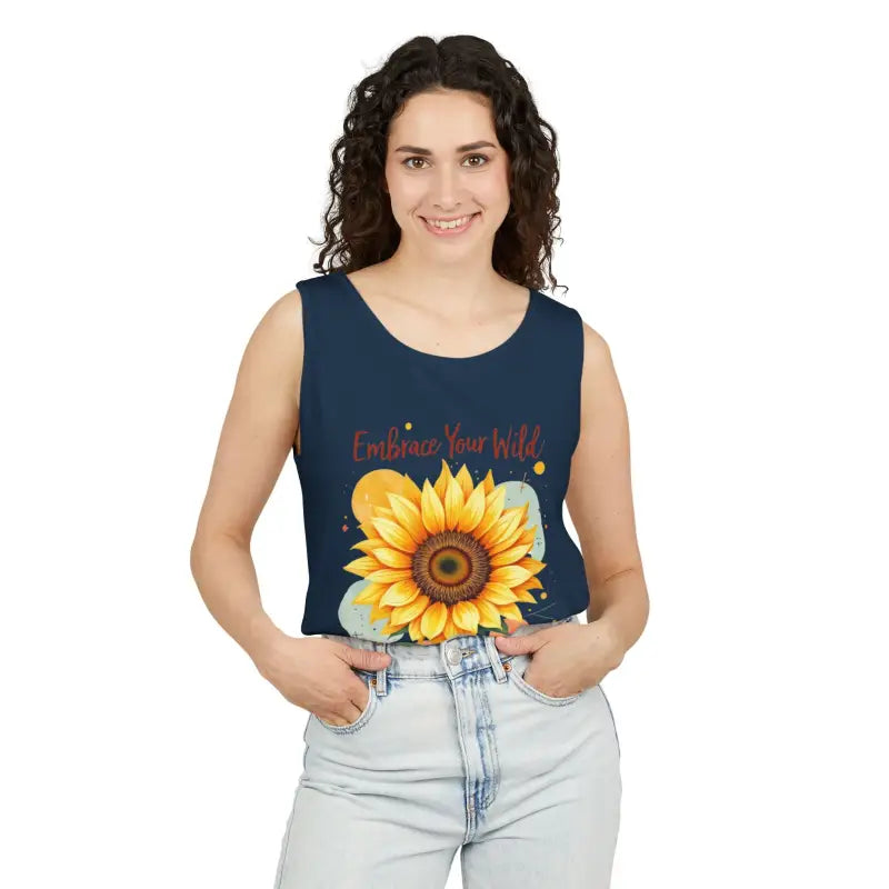 White And Coral Sunflower Tank Tops - Ocean State Styles