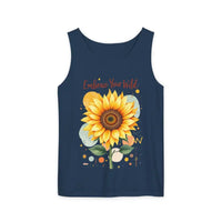 White And Coral Sunflower Tank Tops - Ocean State Styles