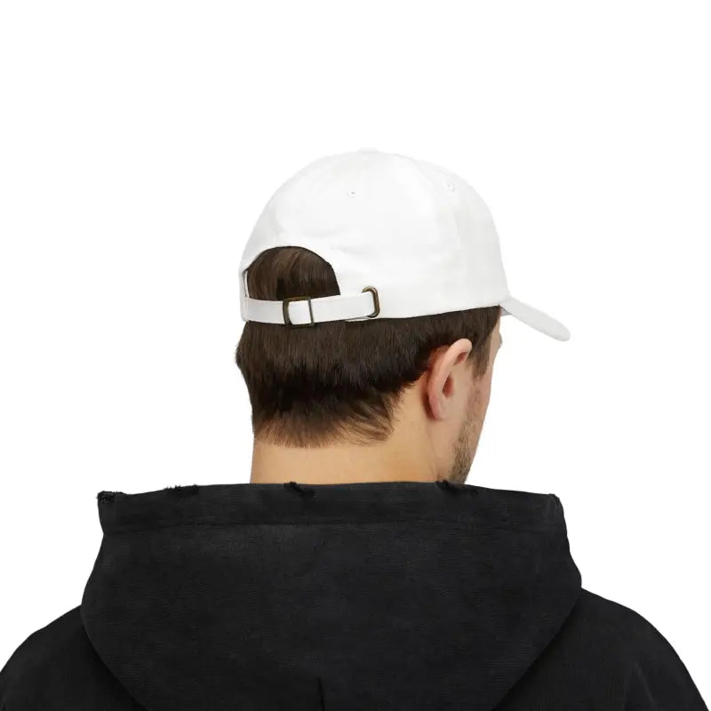 White Baseball Cap With Black Lab Design featuring a stylish and versatile look