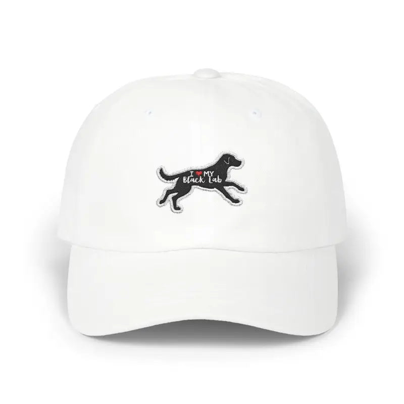 White Baseball Cap With Black Lab Design For Dog Lovers - Ocean State Styles