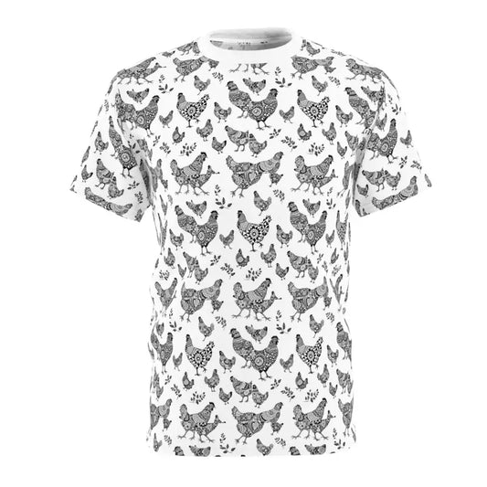 White Chicken Patterned Unisex T Shirt - Ocean State Styles