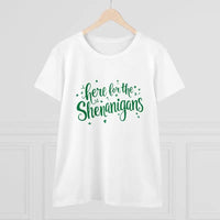 White Cotton T Shirt with Green Text for Women Casual Fun - Ocean State Styles