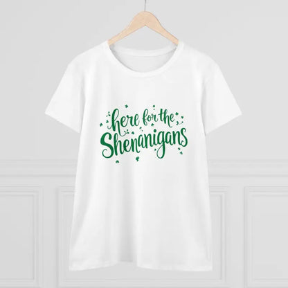 White Cotton T Shirt for Women featuring stylish green text design