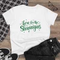 White Cotton T Shirt with Green Text for Women Casual Fun - Ocean State Styles