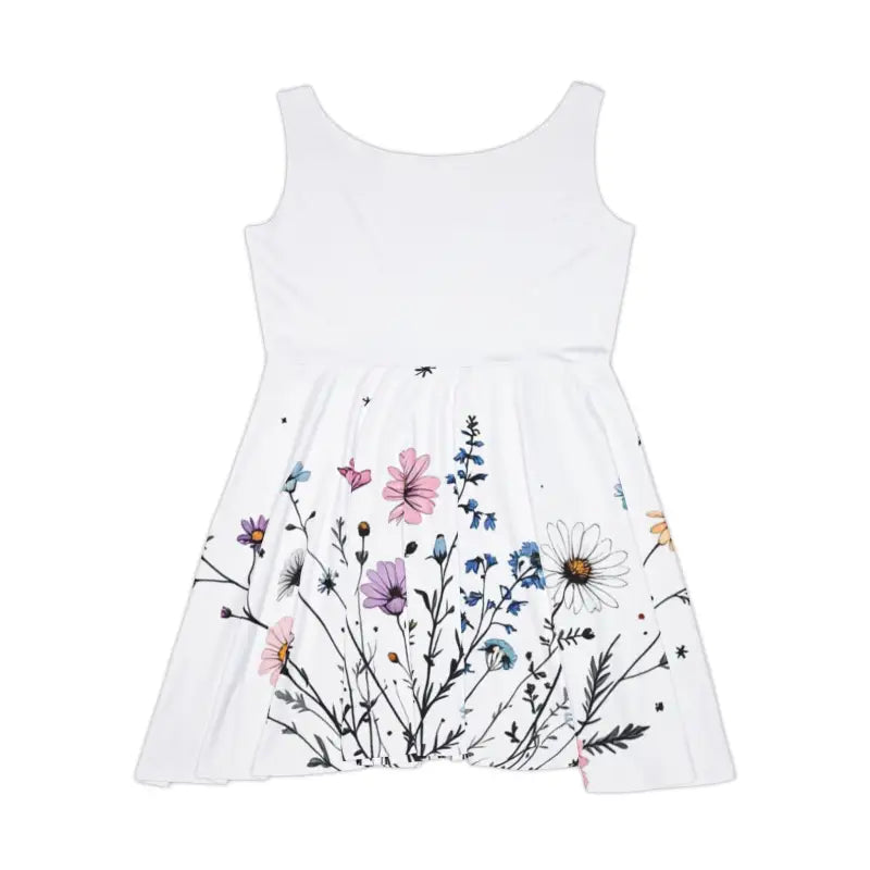 White Floral Print Sleeveless Skater Dress - Ocean State Styles