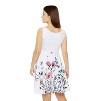 White Floral Print Sleeveless Skater Dress - Ocean State Styles