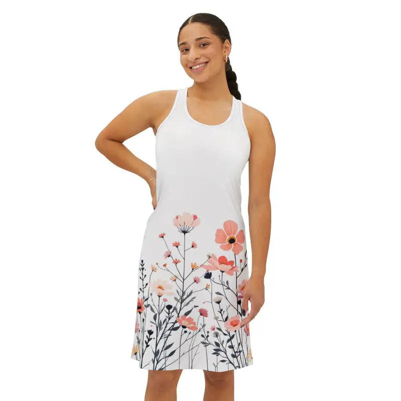 White Floral Print Women's Dress for Spring Elegance - Ocean State Styles
