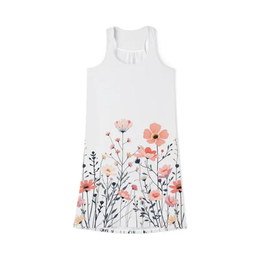 White Floral Print Women's Dress for Spring Elegance - Ocean State Styles
