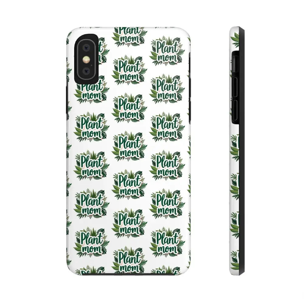 White Plant Mom Phone Case featuring a botanical design for iPhone and Samsung