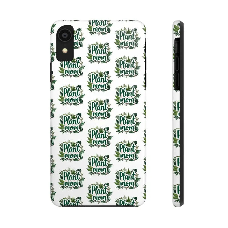 White Plant Mom Tough Phone Case for iPhone 16 showcasing a stylish plant-themed design
