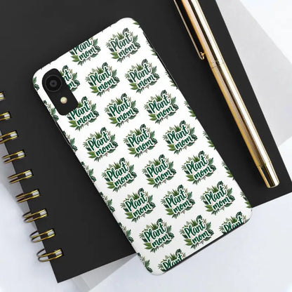 White Plant Mom Tough Phone Case for iPhone 16 featuring a stylish plant-themed design