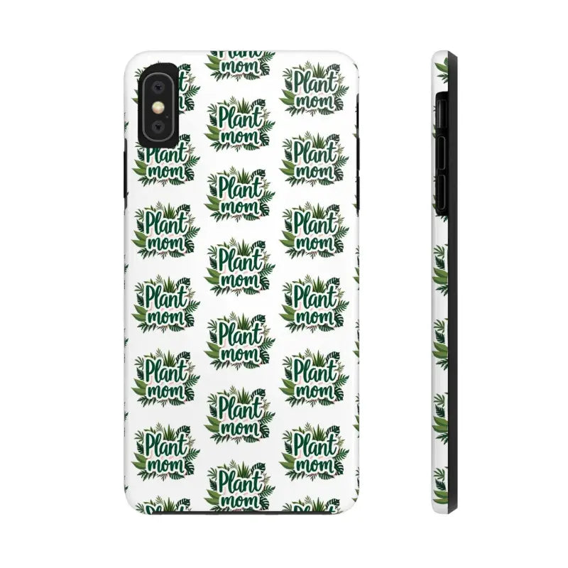 White Plant Mom Tough Phone Case for iPhone 16 featuring a charming plant mom design
