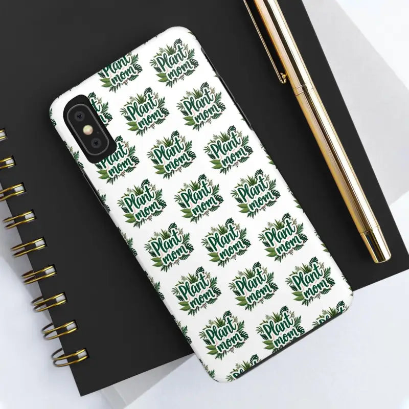 White Plant Mom Tough Phone Case for iPhone 16 featuring a floral pattern