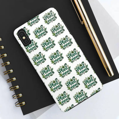 White Plant Mom Tough Phone Case for iPhone 16 featuring a plant mom pattern