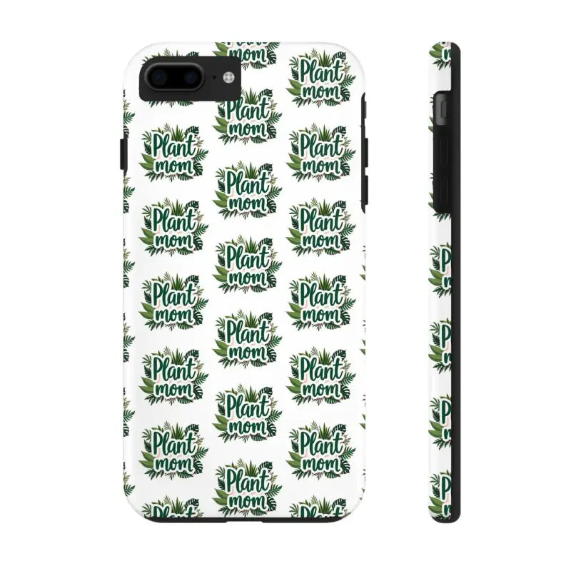 White Plant Mom Tough Phone Case for iPhone 16 featuring a vibrant plant-themed design