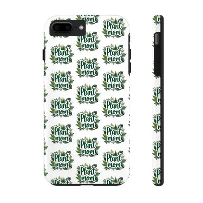 White Plant Mom Tough Phone Case for iPhone 16 featuring a vibrant plant-themed design