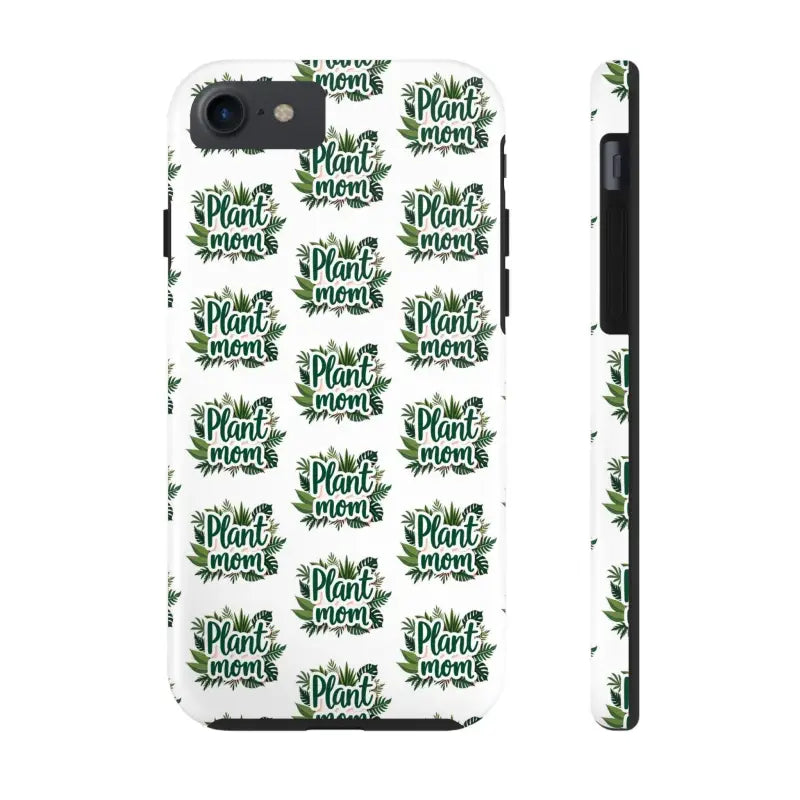 White Plant Mom Tough Phone Case for iPhone 16 featuring a plant-themed design