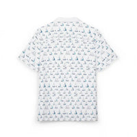 White Short Sleeved Shirt with Sailboat Pattern - Ocean State Styles