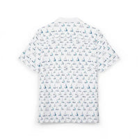 White Short Sleeved Shirt with Sailboat Pattern - Ocean State Styles