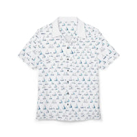 White Short Sleeved Shirt with Sailboat Pattern - Ocean State Styles