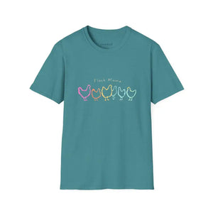 White Teal and Maroon T-Shirt with Colorful Chicken Graphic Flock Mama Unisex Softstyle Tee - Ocean State Styles