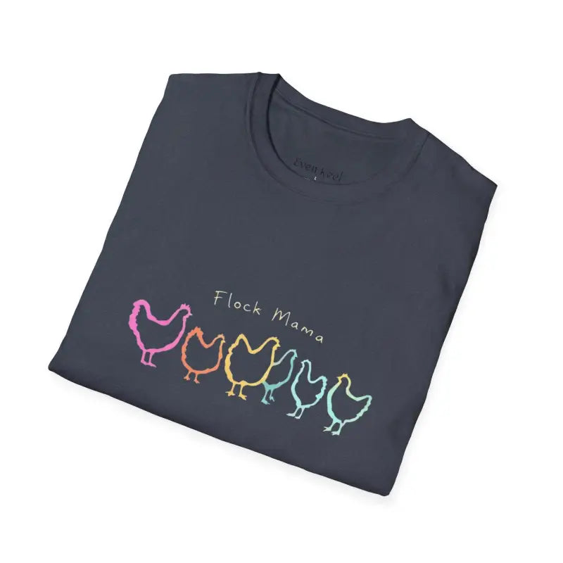 White Teal and Maroon T-Shirt with Colorful Chicken Graphic Flock Mama Unisex Softstyle Tee - Ocean State Styles