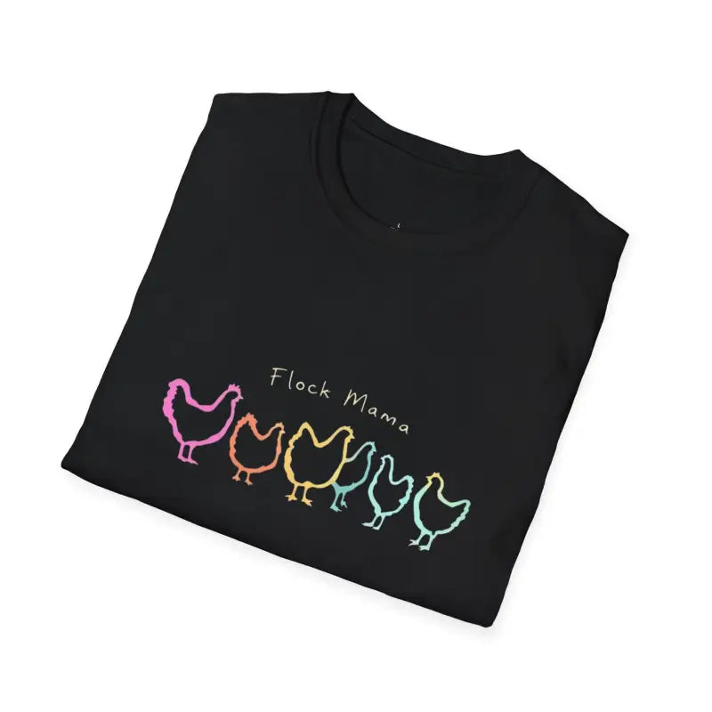 White Teal and Maroon T-Shirt with Colorful Chicken Graphic Flock Mama Unisex Softstyle Tee - Ocean State Styles