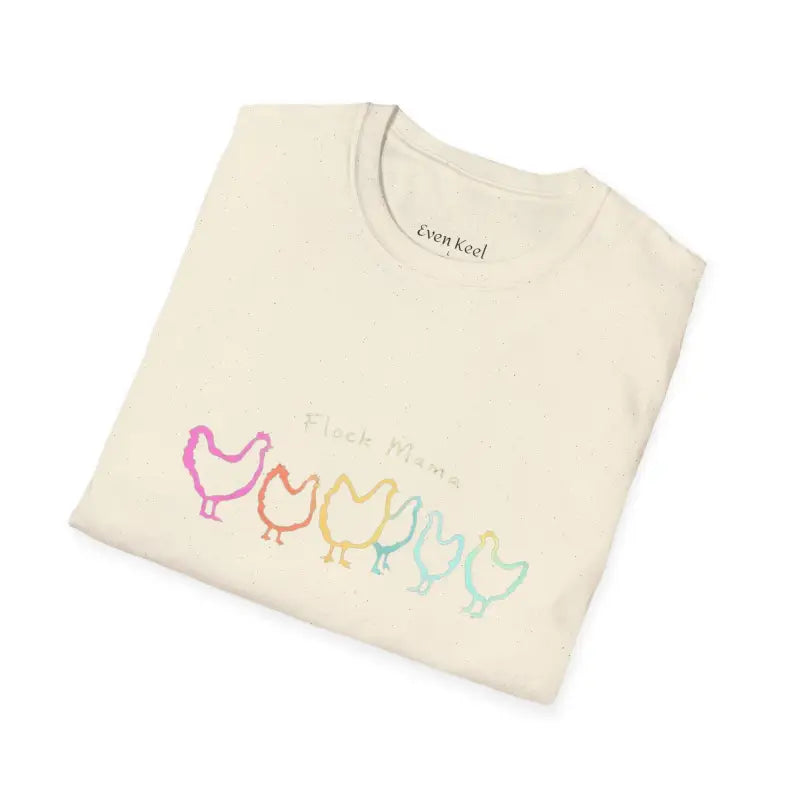White Teal and Maroon T-Shirt with Colorful Chicken Graphic Flock Mama Unisex Softstyle Tee - Ocean State Styles