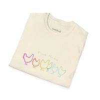 White Teal and Maroon T-Shirt with Colorful Chicken Graphic Flock Mama Unisex Softstyle Tee - Ocean State Styles