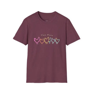 White Teal and Maroon T-Shirt with Colorful Chicken Graphic Flock Mama Unisex Softstyle Tee - Ocean State Styles