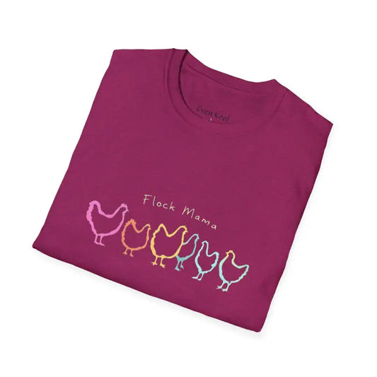White Teal and Maroon T-Shirt with Colorful Chicken Graphic Flock Mama Unisex Softstyle Tee - Ocean State Styles
