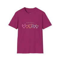 White Teal and Maroon T-Shirt with Colorful Chicken Graphic Flock Mama Unisex Softstyle Tee - Ocean State Styles