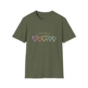 White Teal and Maroon T-Shirt with Colorful Chicken Graphic Flock Mama Unisex Softstyle Tee - Ocean State Styles