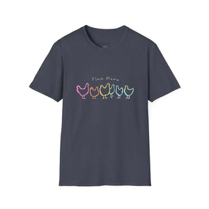 White Teal and Maroon T-Shirt with Colorful Chicken Graphic Flock Mama Unisex Softstyle Tee - Ocean State Styles