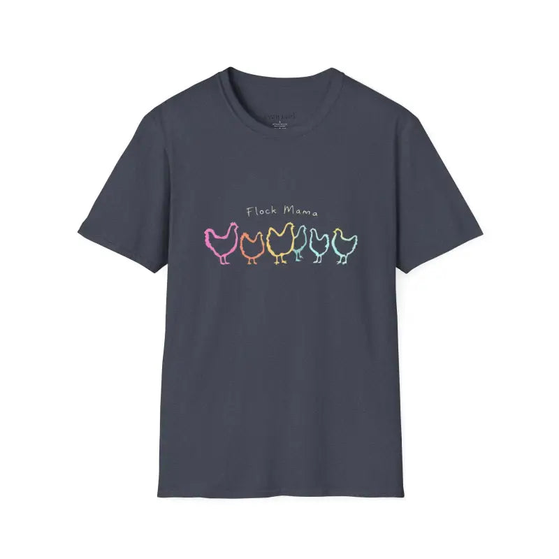 White Teal and Maroon T-Shirt with Colorful Chicken Graphic Flock Mama Unisex Softstyle Tee - Ocean State Styles
