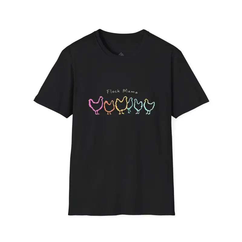White Teal and Maroon T-Shirt with Colorful Chicken Graphic Flock Mama Unisex Softstyle Tee - Ocean State Styles