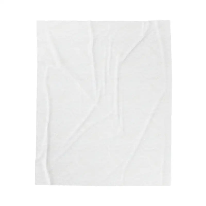 Wrinkled white paper sheet on White Velveteen Plush Blanket with Plant Mama Pattern