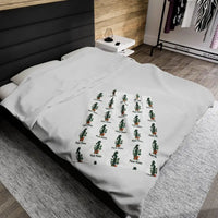 White Velveteen Plush Blanket with Plant Mama Pattern Delight - Ocean State Styles