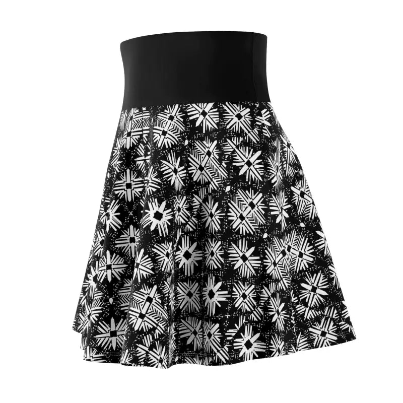 Women Black and White Floral Print Skater Skirt Fashion - Ocean State Styles