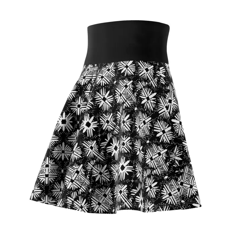 Women Black and White Floral Print Skater Skirt Fashion - Ocean State Styles