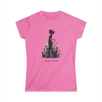 Women Cat Lady Graphic Tee in Pink Purple and Light Blue - Ocean State Styles