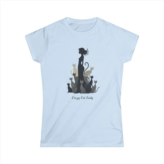 Women Cat Lady Graphic Tee in Pink Purple and Light Blue - Ocean State Styles