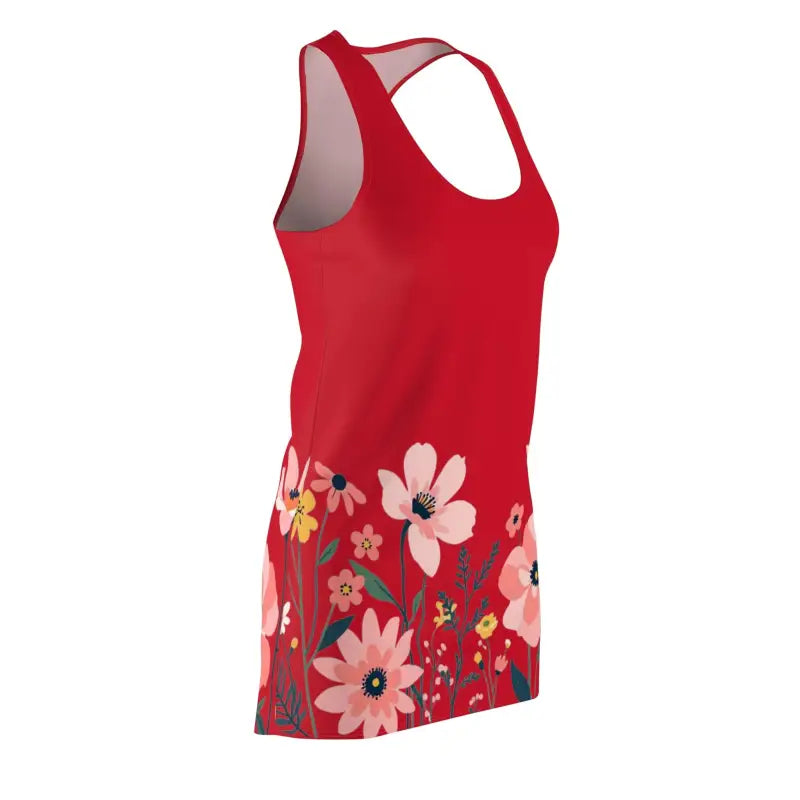 Women Dark Red Floral Racerback Dress for Spring Fashion - Ocean State Styles