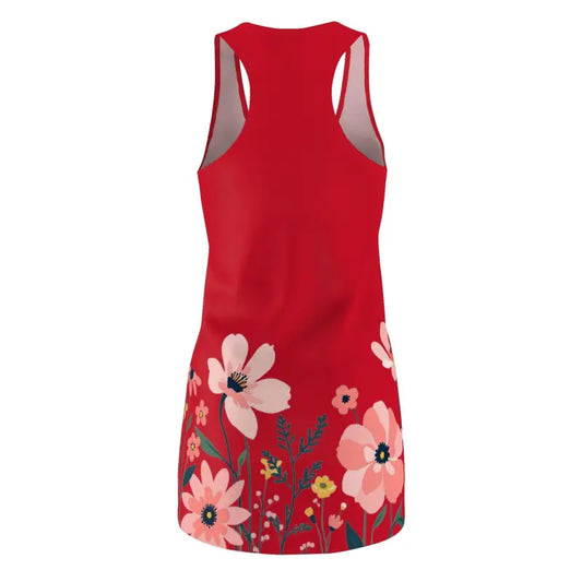 Women Dark Red Floral Racerback Dress for Spring Fashion - Ocean State Styles