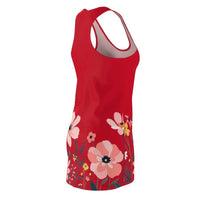 Women Dark Red Floral Racerback Dress for Spring Fashion - Ocean State Styles