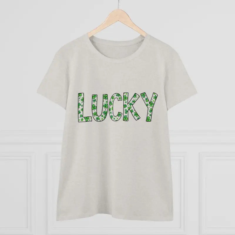 Women Lucky Shamrock Tee for St Patrick Day featuring festive green design
