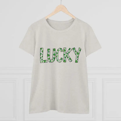 Women Lucky Shamrock Tee for St Patrick Day featuring festive green design
