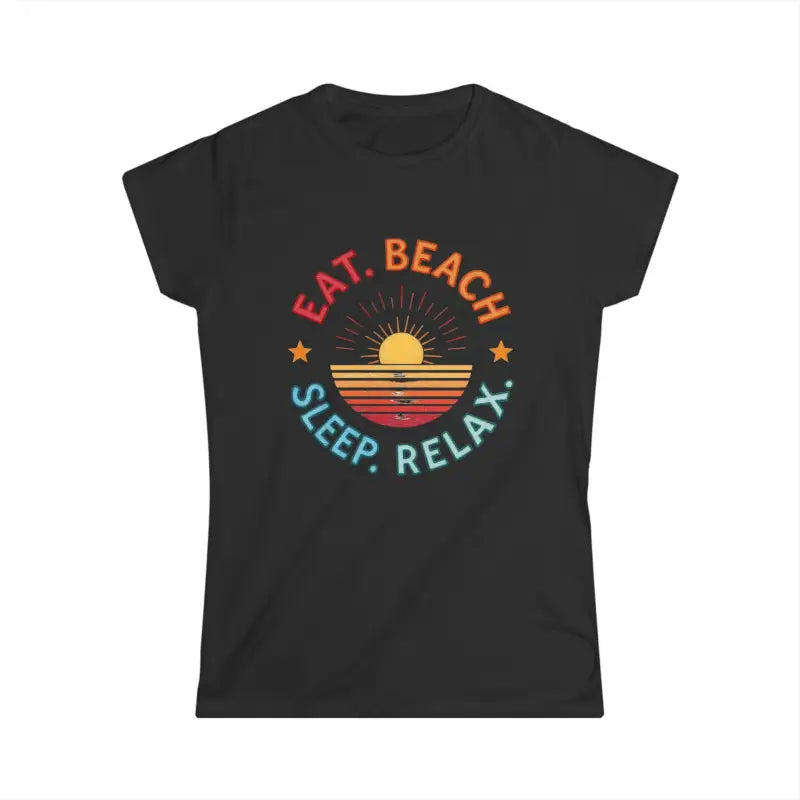 Women Summer Vibes Eat Beach Sleep Relax Softstyle Tee - Ocean State Styles