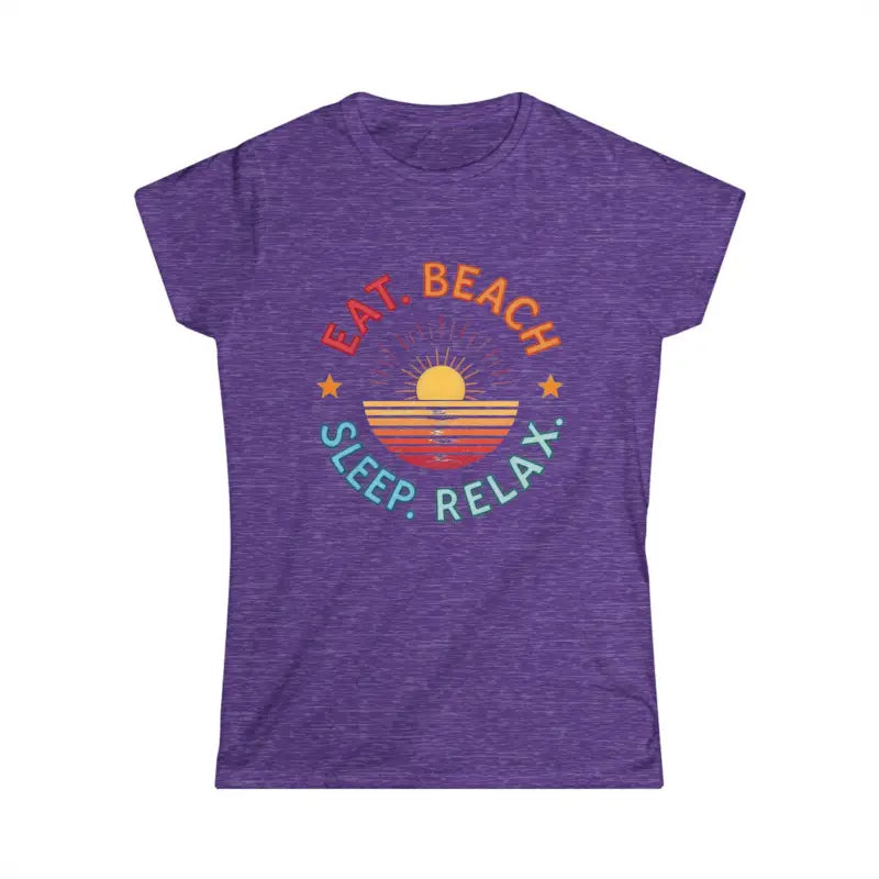 Women Summer Vibes Eat Beach Sleep Relax Softstyle Tee - Ocean State Styles
