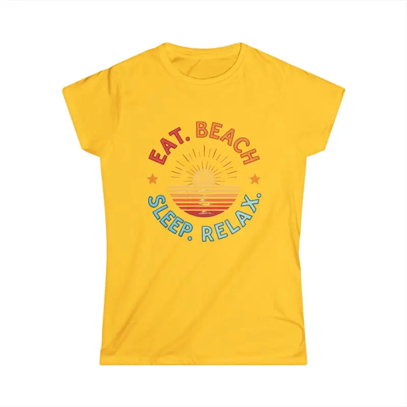 Women Summer Vibes Eat Beach Sleep Relax Softstyle Tee - Ocean State Styles